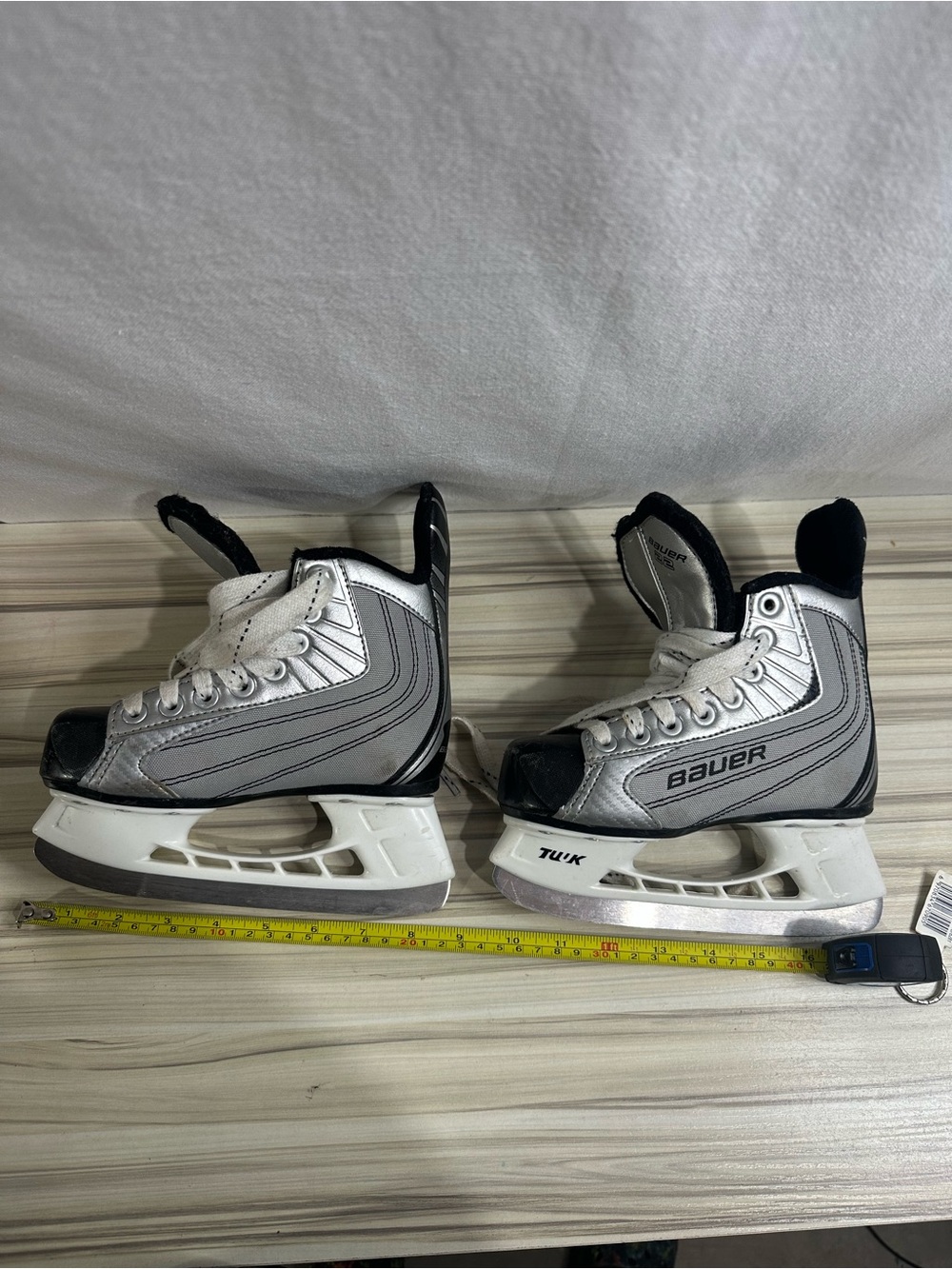 Bauer Gray, White and Black Junior Ice Hockey Skates